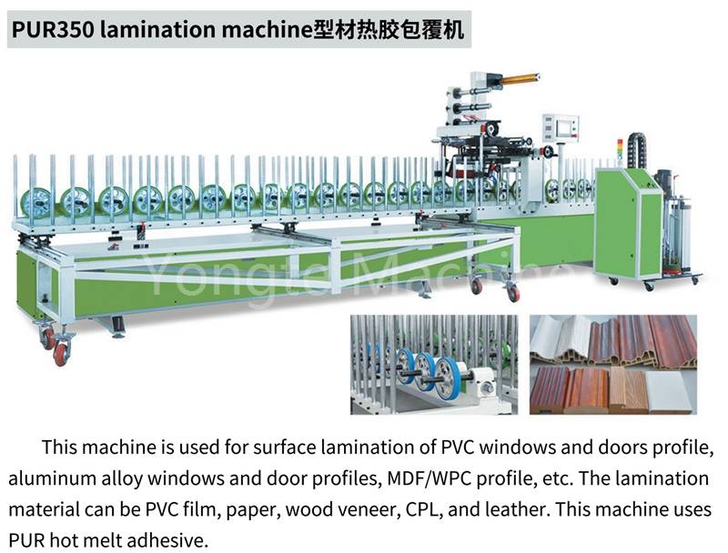 YT350 PUR LAMINACJA MASZYNO DO PROFILU Drzwi WPC